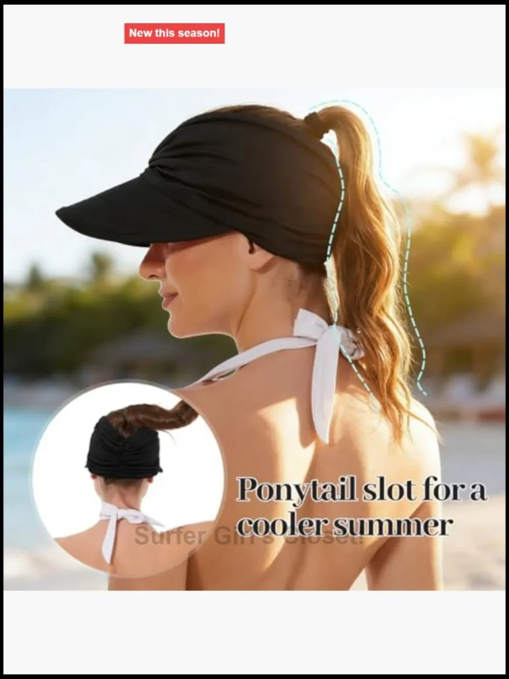 Lightweight Quick-Dry Ponytail Sun Visor Hat with Wide Brim UPF50+